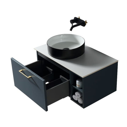 TB Piatta 800mm Wall Hung Vanity Side Storage & Sintered Countertop