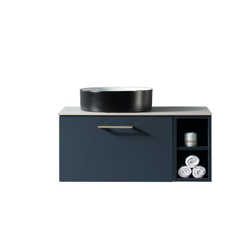 TB Piatta 800mm Wall Hung Vanity Side Storage & Sintered Countertop