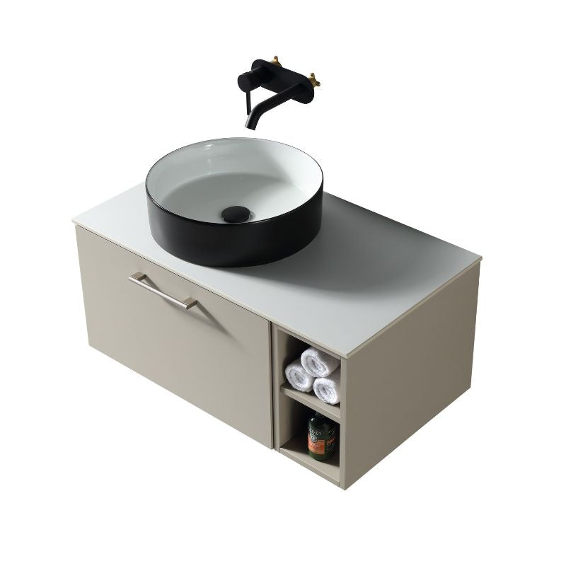 TB Piatta 800mm Wall Hung Vanity Side Storage & Sintered Countertop