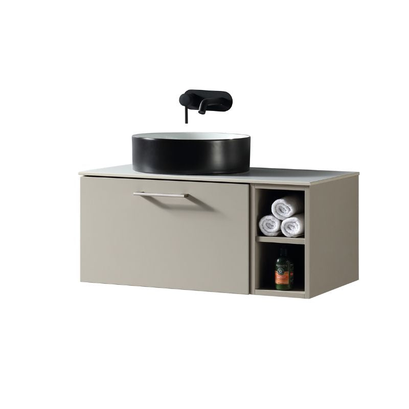 TB Piatta 800mm Wall Hung Vanity Side Storage & Sintered Countertop
