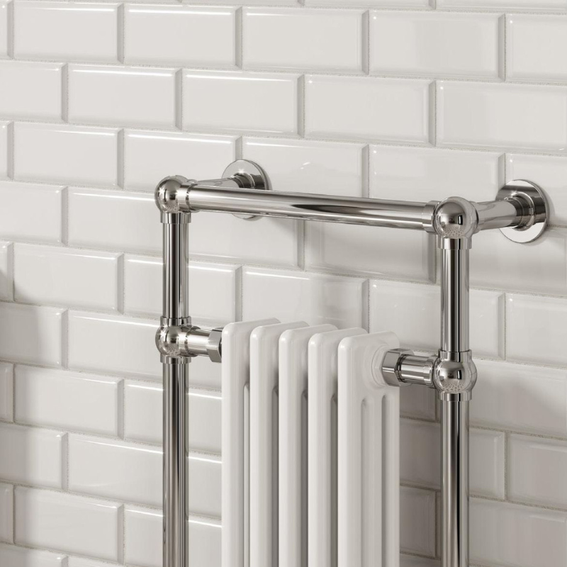 Reina Oxford Chrome & White Towel Radiator Rails 