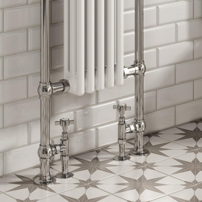 Reina Oxford Chrome & White Towel Radiator Rails 