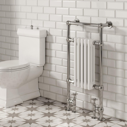 Reina Oxford Chrome & White Towel Radiator Rails 