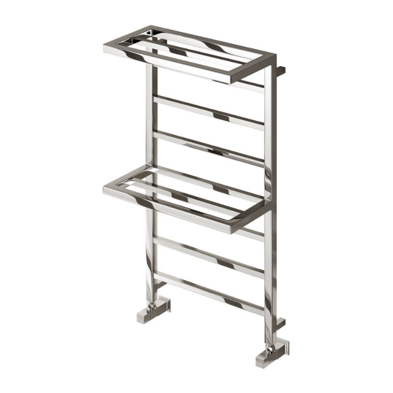 Reina Elvina 2 Chrome Heated Towel Rail with Double Shelves Rails