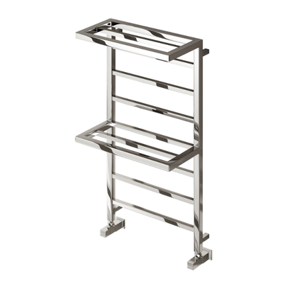 Reina Elvina 2 Chrome Heated Towel Rail with Double Shelves Rails