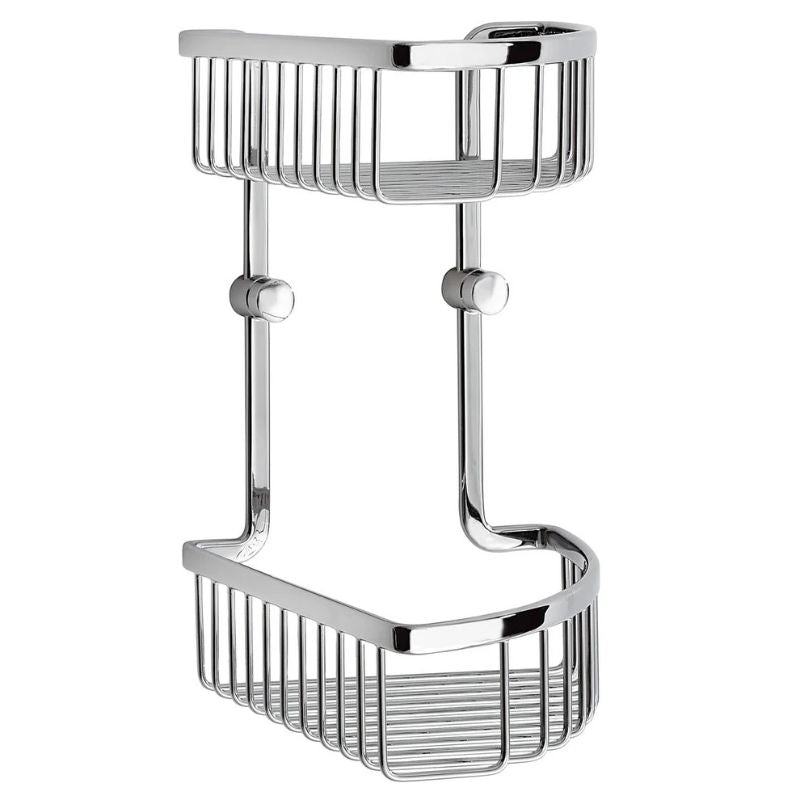Smedbo Sideline Double Rack Corner Shower Basket In Polished Chrome