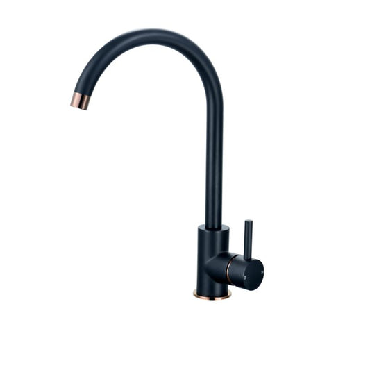 Tailored Bathrooms Merthyr Single Lever Kitchen Mixer Tap Black & Rose Gold