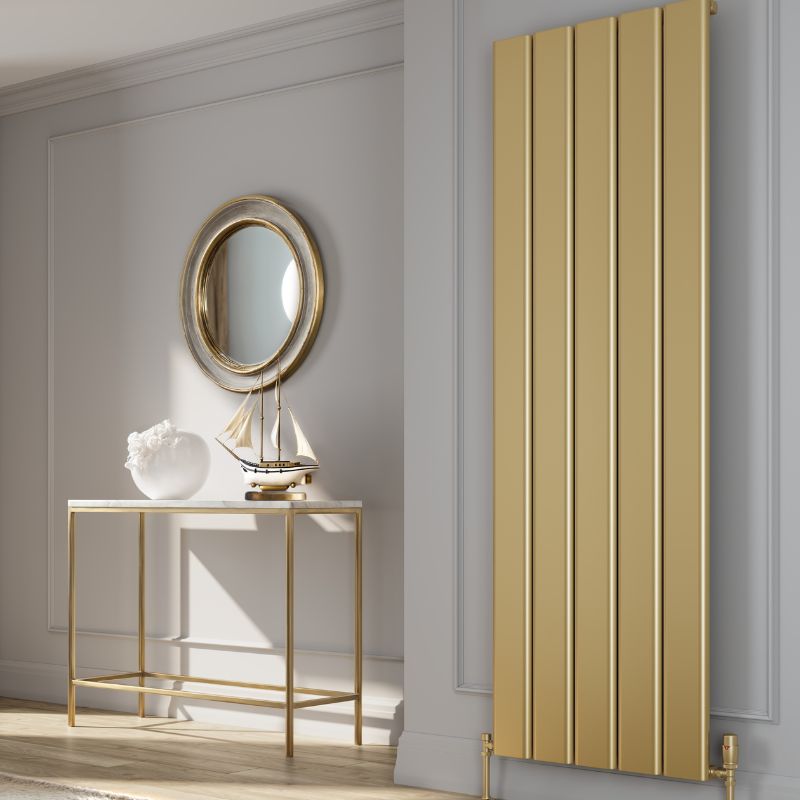Reina Caldaro 1800mm Vertical Aluminium Radiator Brass Finish