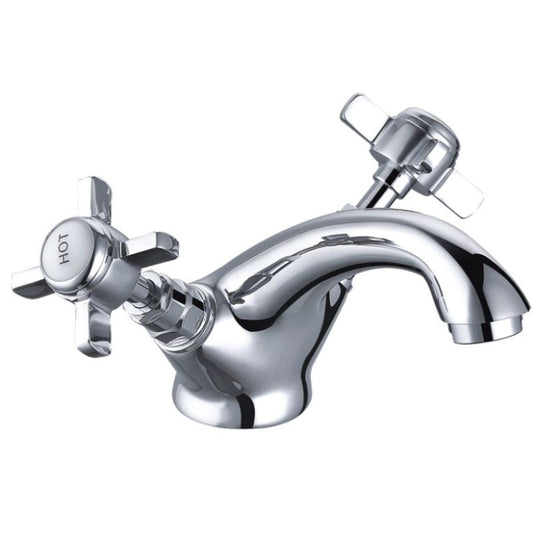 Tailored Tenby Cross Traditional Basin Mixer Tap with Click Clack Waste In Chrome