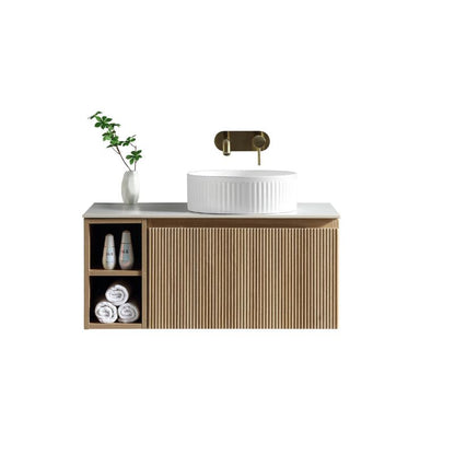 Tailored Flauto Wall Hung Vanity Unit with Side Storage & Sintered Stone Top 800 mm