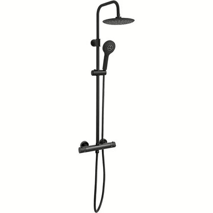 Euroshowers Thermostatic Shower System In Black, Adjustable Rail