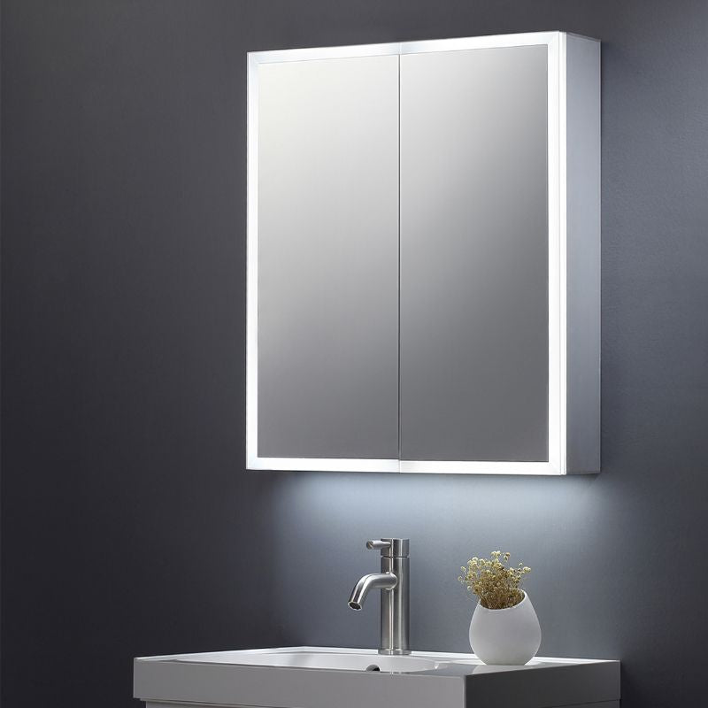 TB Bethany Double Door Mirror Cabinet LED Surround w. Sensor Switch & Shave Socket