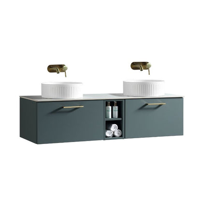 Tailored Bathrooms Piatta 1400mm Wall Hung Double Vanity w. Side Storage