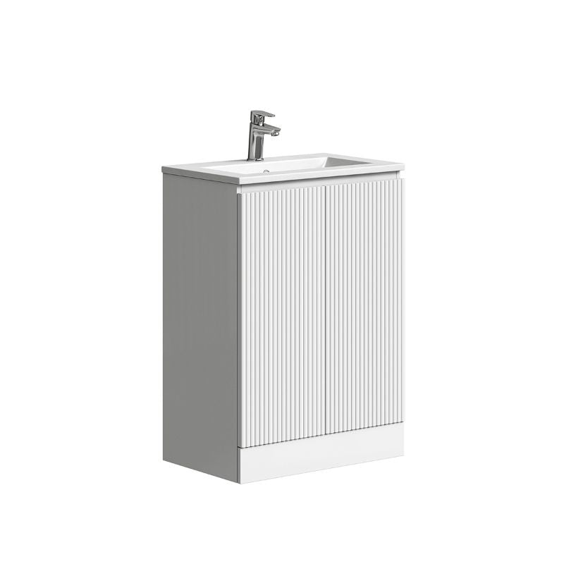 TB Plumb Essentials 600mm Fluted Double Door Floor Standing Vanity & Ceramic Basin (4376)