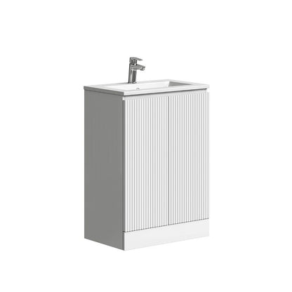 TB Plumb Essentials 600mm Fluted Double Door Floor Standing Vanity & Ceramic Basin (4376)
