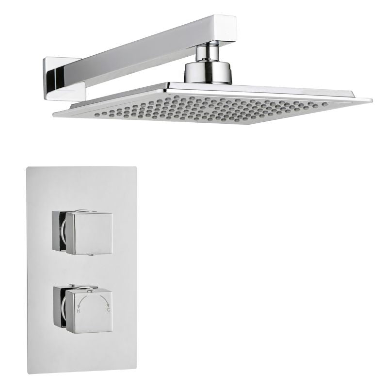 TB Square Concealed Thermostatic 2 Handle 1 Way Shower Kit (Wall) - (0008)