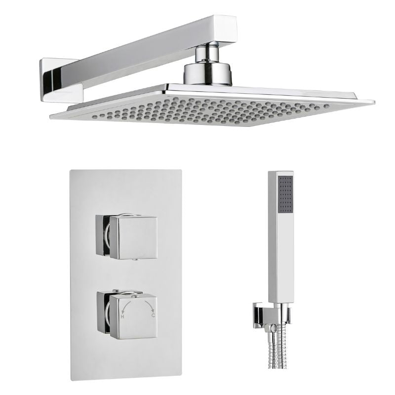 TB Square Concealed Thermostatic 2 Handle 2 Way Shower Kit (Wall) - (0010)