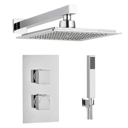 TB Square Concealed Thermostatic 2 Handle 2 Way Shower Kit (Wall) - (0010)