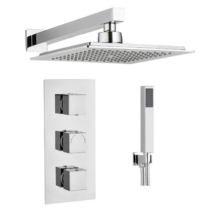 TB Square Concealed Thermostatic 3 Handle 2 Way Shower Kit (Wall) - (0012)