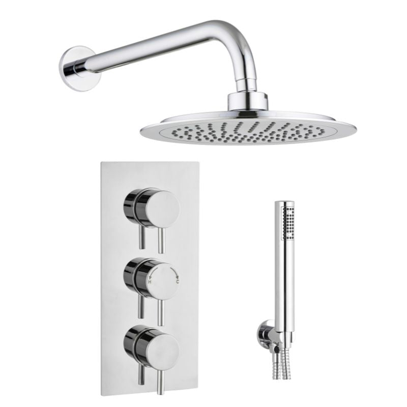 TB Round  Concealed Thermostatic 3 Handle 2 Way Shower Kit (Wall) - (0013)