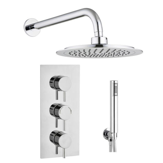 TB Round  Concealed Thermostatic 3 Handle 2 Way Shower Kit (Wall) - (0013)