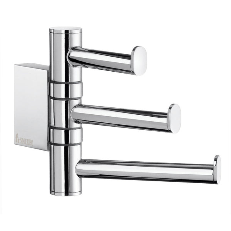 Smedbo AIR Swing Arm Triple Hook Brass Wall Hook