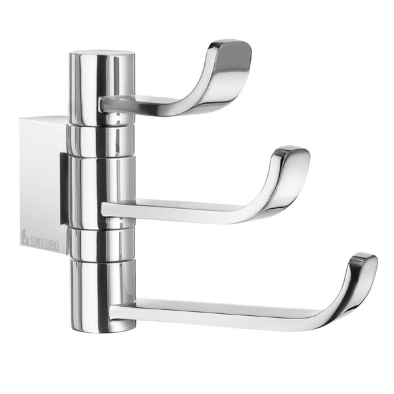 Smedbo ICE Swing Arm Triple Hook Brass Towel Hook | 1 Colour, 1 Size