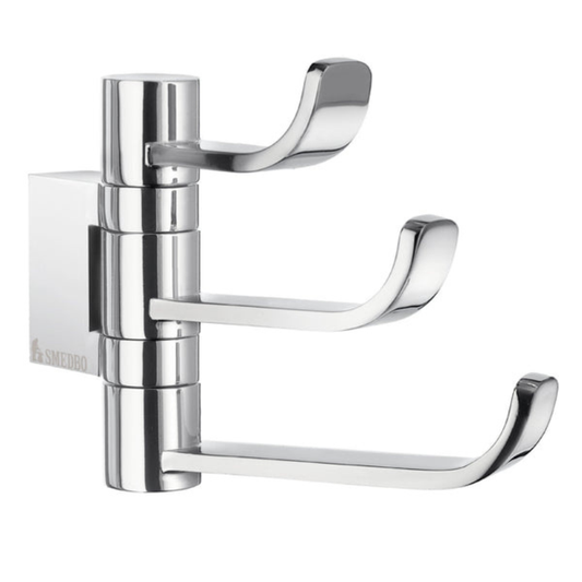 Smedbo ICE Swing Arm Triple Hook Brass Towel Hook | 1 Colour, 1 Size