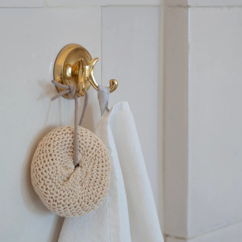 Smedbo VILLA Double Towel Hook in Polished Chrome Brass