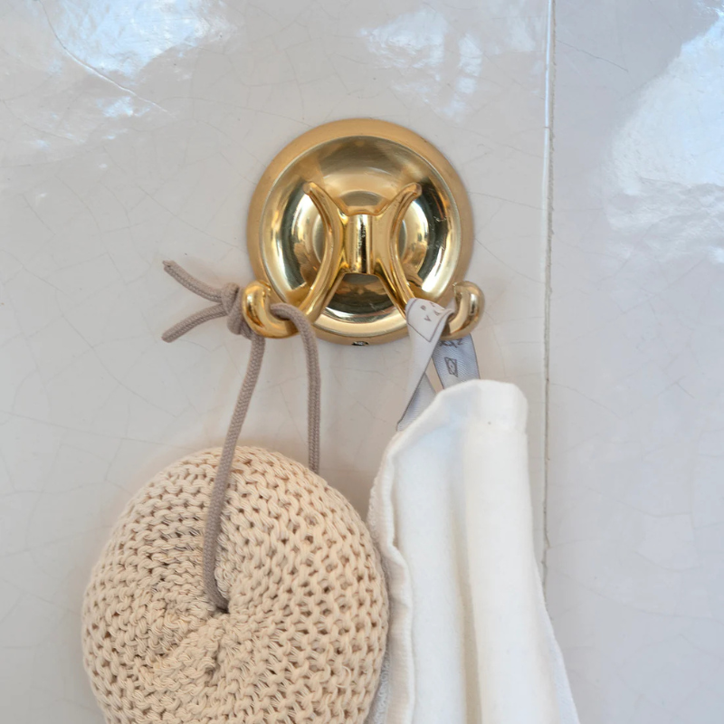 Smedbo VILLA Double Towel Hook in Polished Chrome Brass