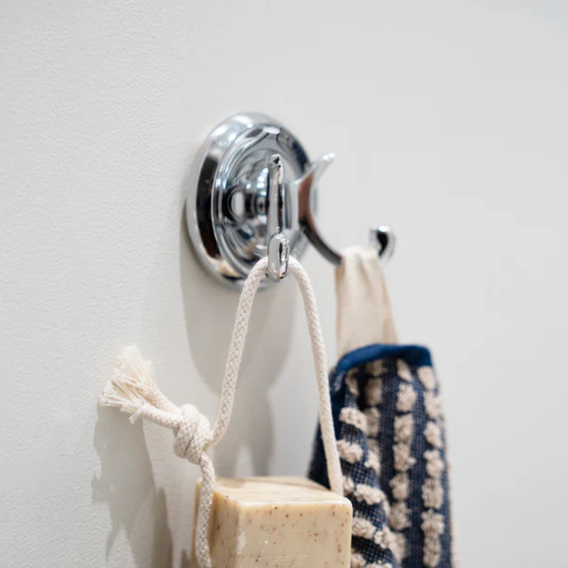 Smedbo VILLA Double Towel Hook in Polished Chrome Brass