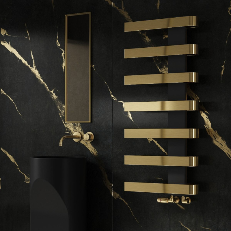 Reina Panaro Brushed Brass & Gun Metal Heated Towel Rail
