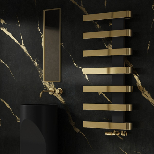 Reina Panaro Brushed Brass & Gun Metal Heated Towel Rail