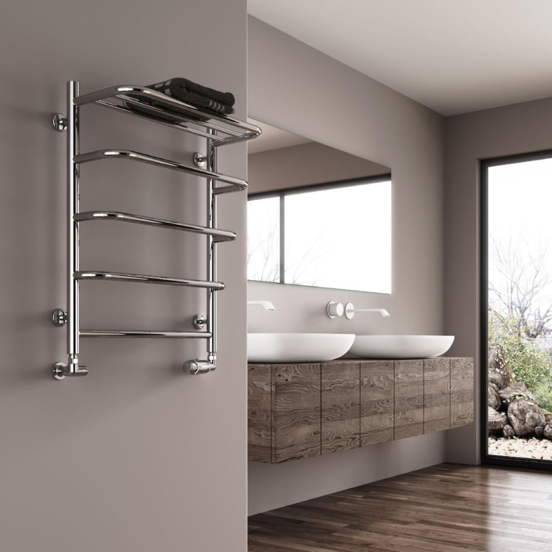Reina Elvo Modern Ladder Towel Radiator with Shelf Rails