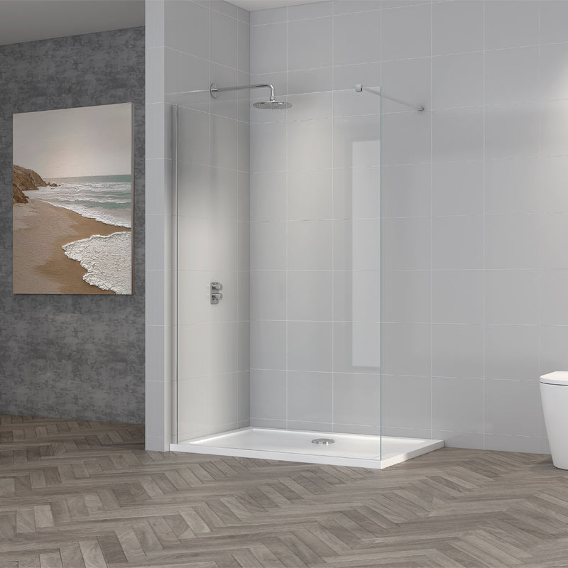 TB TI8 Wetroom Panel Chrome 8mm Toughened Safety Glass
