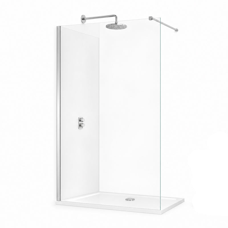 TB TI8 Wetroom Panel Chrome 8mm Toughened Safety Glass