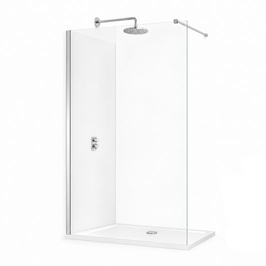 TB TI8 Wetroom Panel Chrome 8mm Toughened Safety Glass