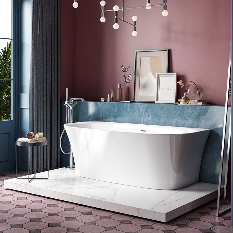 Charlotte Edwards Carme Contemporary Back-to-Wall Double Ended Bath In Gloss White