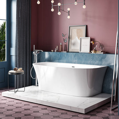 Charlotte Edwards Carme Contemporary Back-to-Wall Double Ended Bath In Gloss White