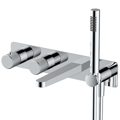 RAK-Amalfi Horizontal Dual Outlet Thermostatic Shower Valve Four-Control Configuration