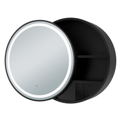 TB Monty Round Single Door LED Mirror Cabinet Two Fixed Internal Shelves