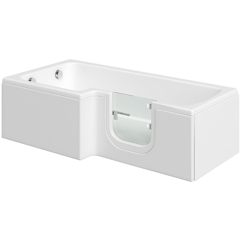 Mantaleda Larimar L-Shaped Walk-In Bath with Screen Left & Right Hand In White