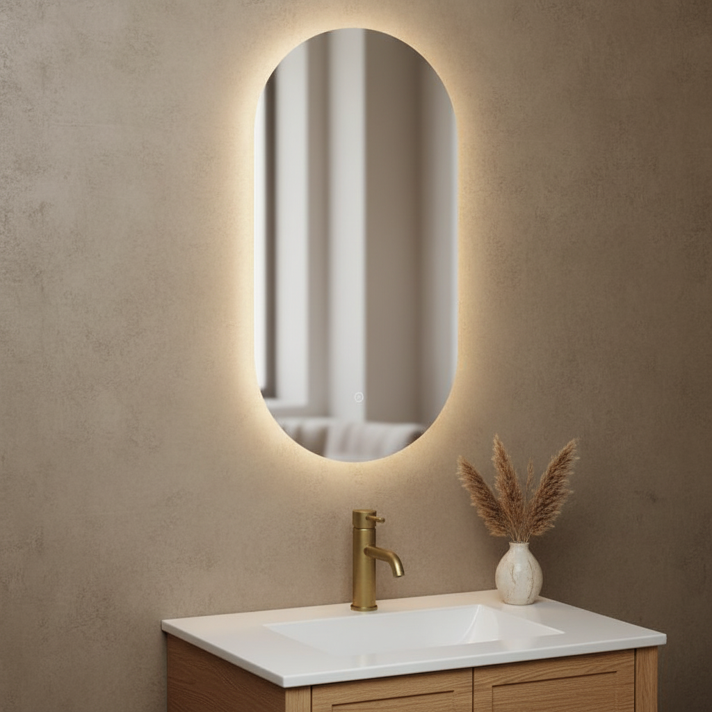 TB Raffy Oval Backlit LED Touch Mirror w. Demist 400x800x30mm
