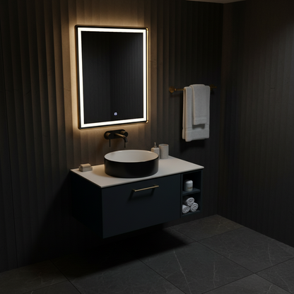 TB Piatta 800mm Wall Hung Vanity Side Storage & Sintered Countertop