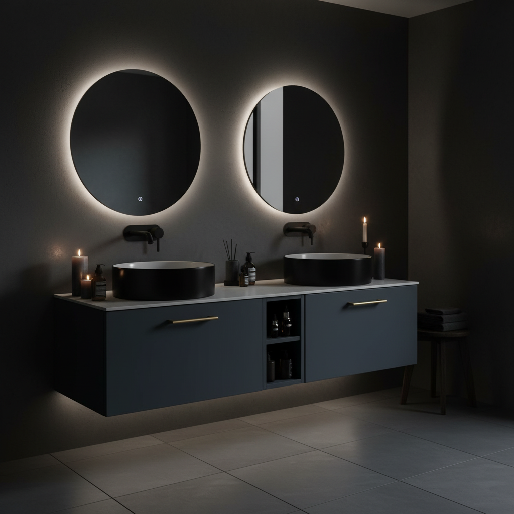 Tailored Bathrooms Piatta 1400mm Wall Hung Double Vanity w. Side Storage