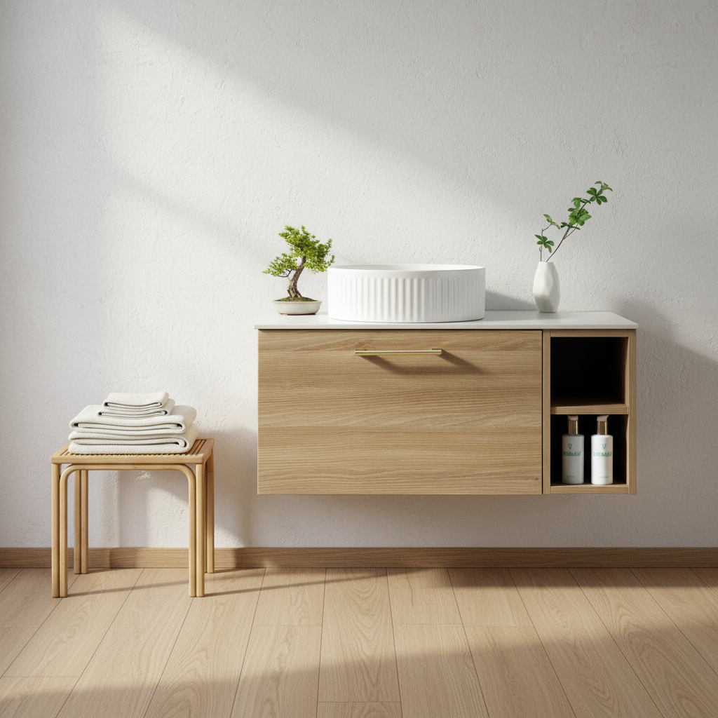 TB Piatta 800mm Wall Hung Vanity Side Storage & Sintered Countertop