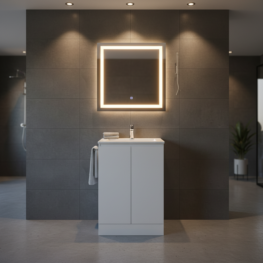 TB Plumb Essentials 600mm Double Door Floor Standing Vanity & Ceramic Basin