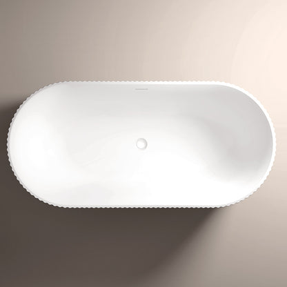 TB Flauto Matte White Freestanding Fluted Bath Included  White Waste
