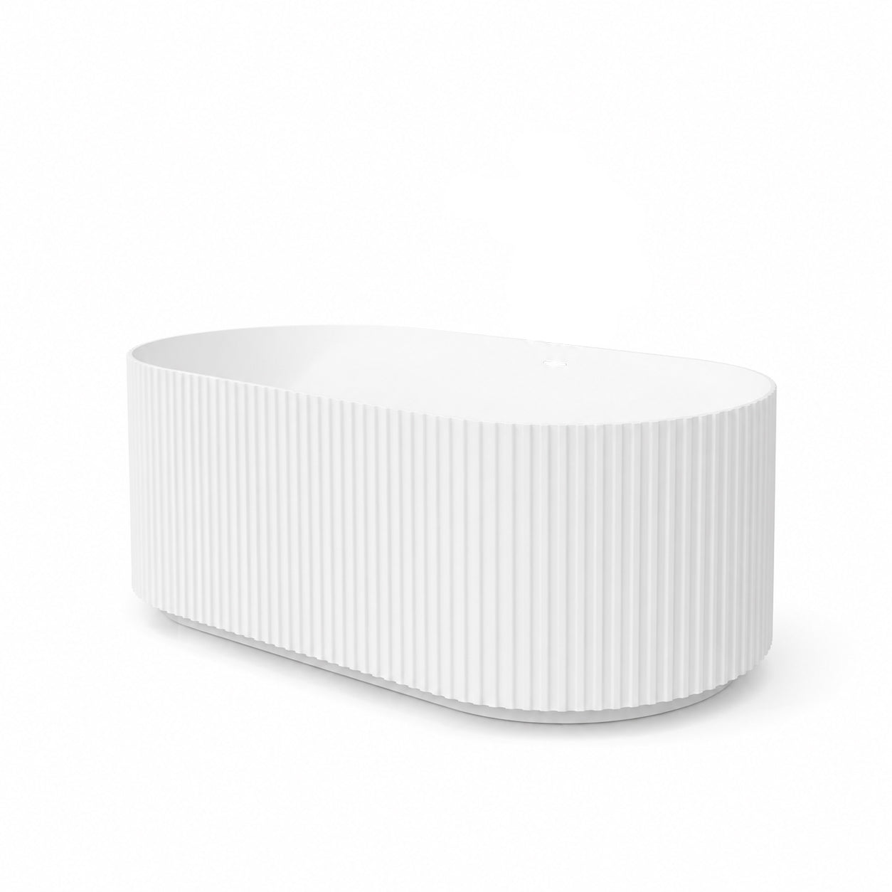 TB Flauto Matte White Freestanding Fluted Bath Included  White Waste