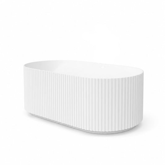 TB Flauto Matte White Freestanding Fluted Bath Included  White Waste
